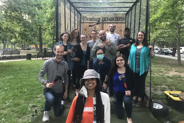 Members of the herbert lab at the throw house lab outing event.