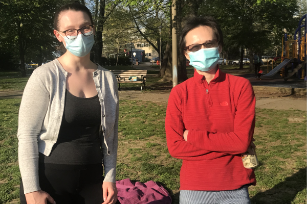Two members of the herbert lab during covid at the park.